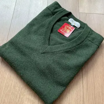 새상품 캐시미어 100% V넥 스웨터 모스그린 남성용 M