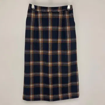 [ 새상품급 ] 코히나 타이트 스커트 S 네이비 체크 무늬 허리밴딩