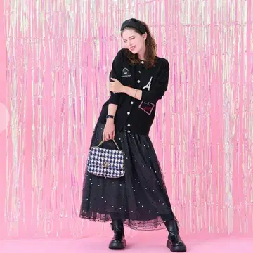 완판 Chesty 체스티 스커트 도트 무늬 튤 0 블랙