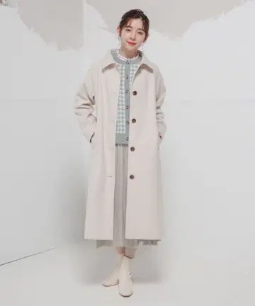 [미사용 택 포함] 허니즈 롱 스텐카라 코트 M 사이즈 아이보리