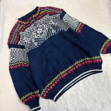 노르딕 무늬 니트 실버 버튼 90s 구제 의류 빈티지걸 상태 좋음