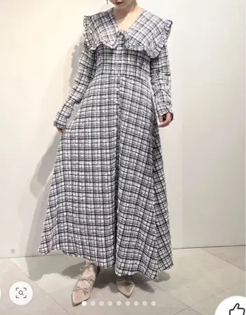 merryjenny check 스퀘어 칼라 원피스