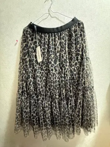 튤 프릴 캉캉 스커트 레오파드 무늬 L