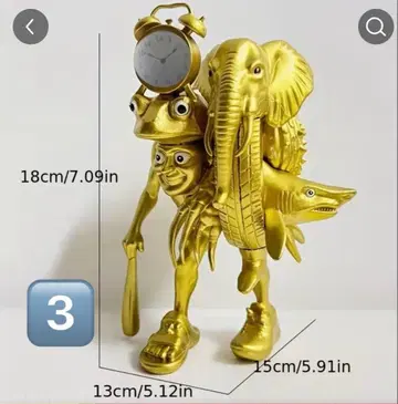 유니크 동물 모티브 탁상시계 골드