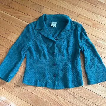 시빌라 터콰이즈 버튼 칠부 소매 가디건