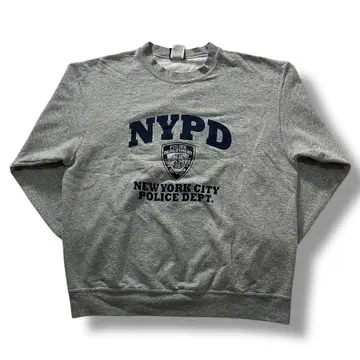 00s NYPD 맨투맨 그레이 밀리터리 경찰 미국 구제 의류 로고