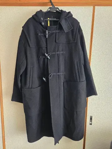 유니클로+J 오버 사이즈 블랙 더플 코트 후드 부착