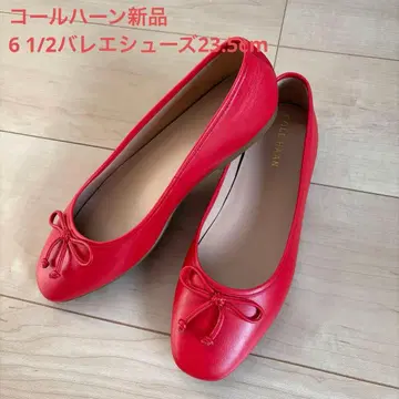 콜한 새상품 23.5 (6 2/1B) 빨간색 발레 슈즈 레드 플랫 펌프스