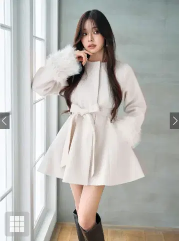 [ 새상품/인기 상품 ] GRL 퍼 티펫 & 리본 벨트 포함 플레어 코트