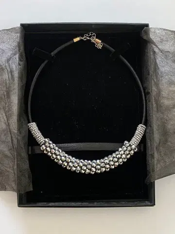 목걸이 여성용 다층 비쥬 실버 메탈릭 컷 비즈 비즈