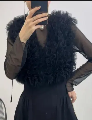 [ 리디 Re:EDIT ] V넥 튤 프릴 뷔스티에