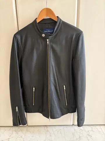 블랙 가죽 싱글 라이더 자켓