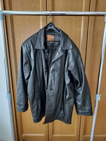 블랙 가죽 롱 자켓