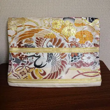 미사용 기모노 오비 길상 문양 학 나고야 오비 앤티크