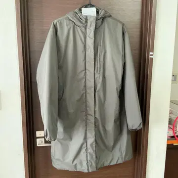 TIGORA 후드 부착 롱 코트 L 그레이