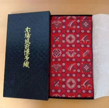 [ 미사용품 ] 본장 지쿠젠! 하카타 오리 반폭 오비 리버서블