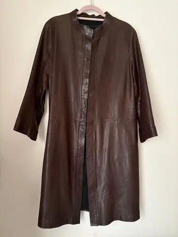 GALERIE VIE 브라운 가죽 롱 자켓