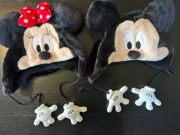 미키 미니 귀달린 플리스 모자