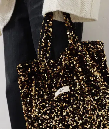 Uhr 스팽글 토트백 골드