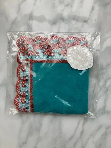 치카자와 레이스 타월 손수건 독버섯 터콰이즈 블루