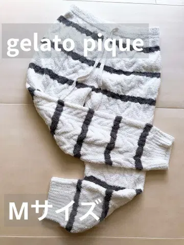 젤라또피케 룸웨어 퍼지 팬츠 M 사이즈 화이트 그레이 스트라이프