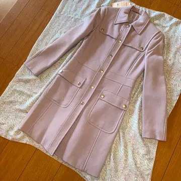 연보라 코트 버튼 달린 롱 코트 울 아우터 상의 자켓