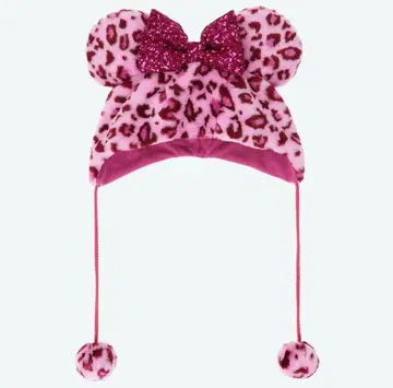 디즈니 미니 팬캡 레오파드 무늬 핑크