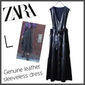 ZARA 울 100% 코팅 광택감 롱 원피스 L