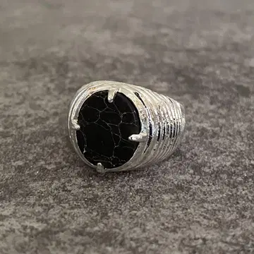 시그넷 반지 실버 오닉스풍 크랙 블랙 멕시칸 주얼리