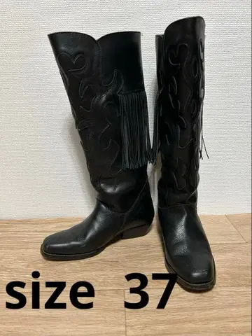웨스턴 부츠 롱 가죽 프린지 24.0cm