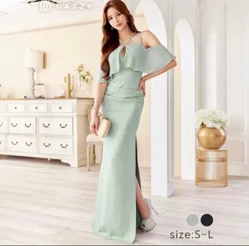 택 포함 새상품 DAZZY 민트 그린 오프숄더 드레스
