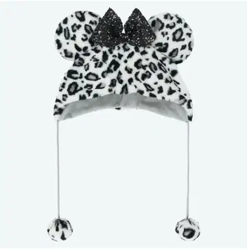 한정판 미니 레오파드 무늬 팬캡 화이트