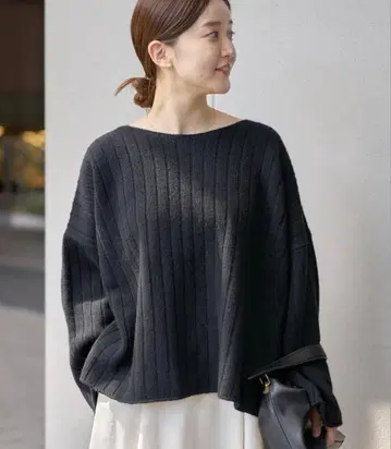 [ 택 포함 새상품 ] IENA 와이드 리브 보트 풀오버