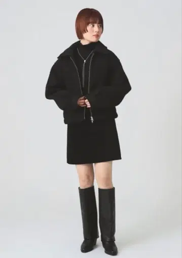 Ray BEAMS 루프 샤기 지퍼 블루종