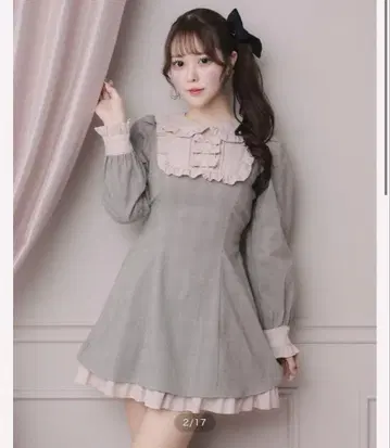 미사용 새상품 pium 피움 스퀘어 프릴 리본 도리 원피스