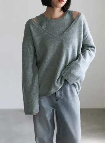 SELECT MOCA 레이어드 니트 블루