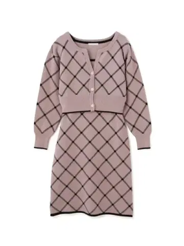 질 바이 질 스튜어트 체크 자카드 셋업 핑크