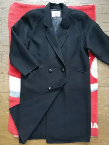 캐시미어 더블 브레스트 롱 코트 블랙 프리 루즈한 사이즈