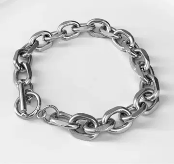 사각형 체인 만텔 팔찌 심플 실버 11mm B