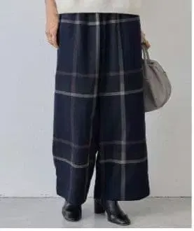 BEARDSLEY 체크 허리 리브 팬츠