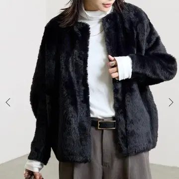 저널 스탠다드 더블 페이스 페더 크루넥 가디건