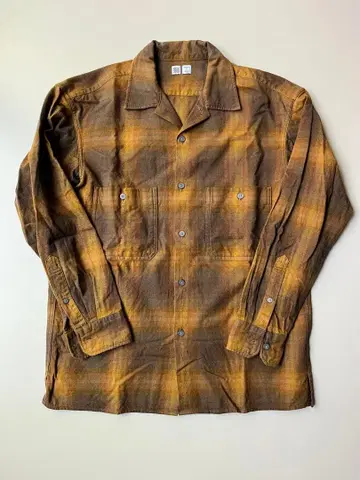 초기 Uniqlo U 브라운 체크 긴팔 셔츠 M