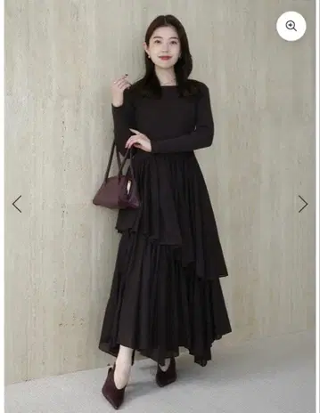 anuans 보트넥 불규칙 밑단 도킹 니트 원피스