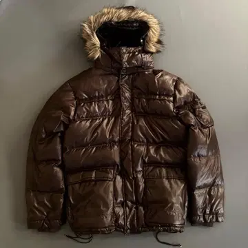 유니클로 UNIQLO 올드 광택 브라운 퍼 다운 자켓