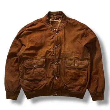 90s 빈티지 스웨이드 천연 가죽 발스타 자켓 A-2 브라운