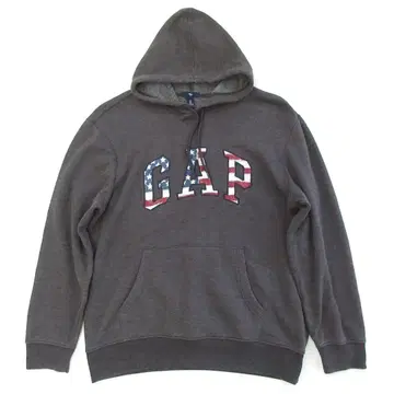 [ GAP ] 속기모 풀후드티 풀오버 성조기 다크 그레이 size L