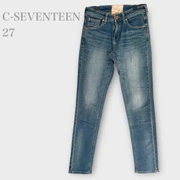 스키니 데님 팬츠 스트레치 청바지 블루 27인치 깔끔한