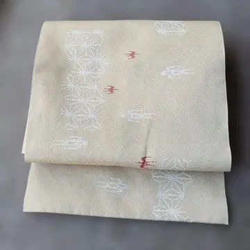 나고야 오비 기하학 패턴 옅은 겨자색