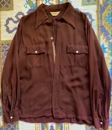 40s-50s Pilgrim 레이온 개버딘 셔츠