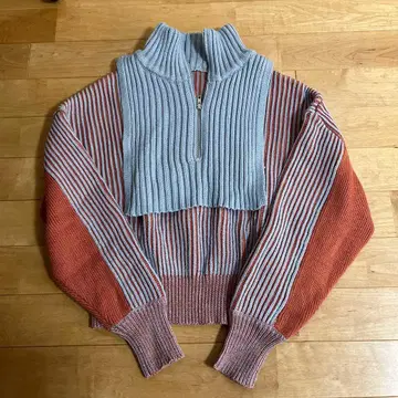 KBF 레이어드 하프 zip 니트 스웨터